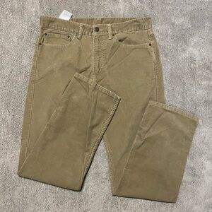 Levis 505 Corduroy Pants Mens 34 x 32 Beige Cotton Blend Straight Leg